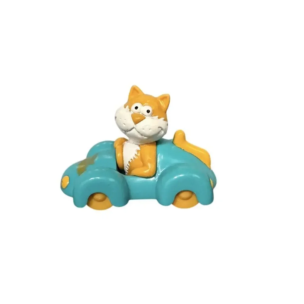 Vintage Hardee’s 1996 Animobiles Cat Car Orange White Cat Blue Car